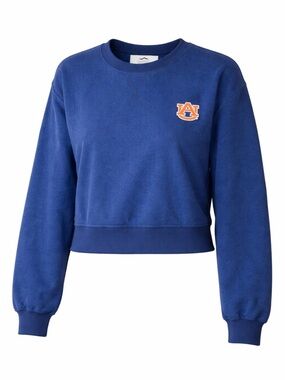 NWT Auburn University Women’s Blue Cropped Sweatshirt Long Sleeve Pullover Large